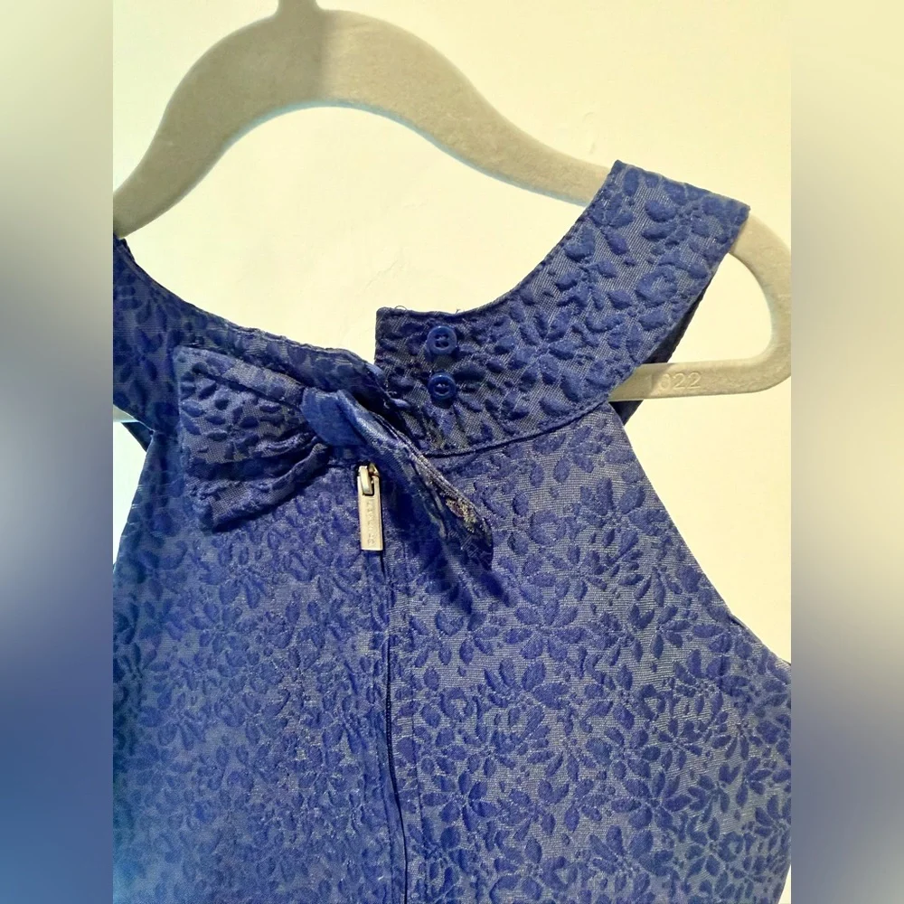 Calvin Klein Jacquard Metallic Navy Blue Bubble Party Dress NWOT Size 8
